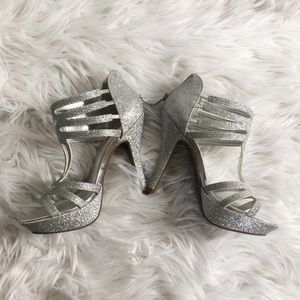 Silver Sparkle Platform Heels